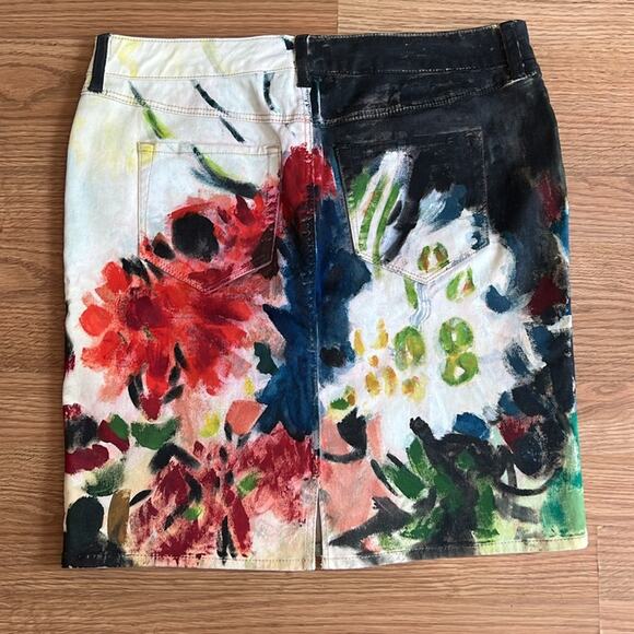 Anthropologie Aubrey Levinthal Night Garden Hand Painted Denim Skirt - Picture 4 of 8